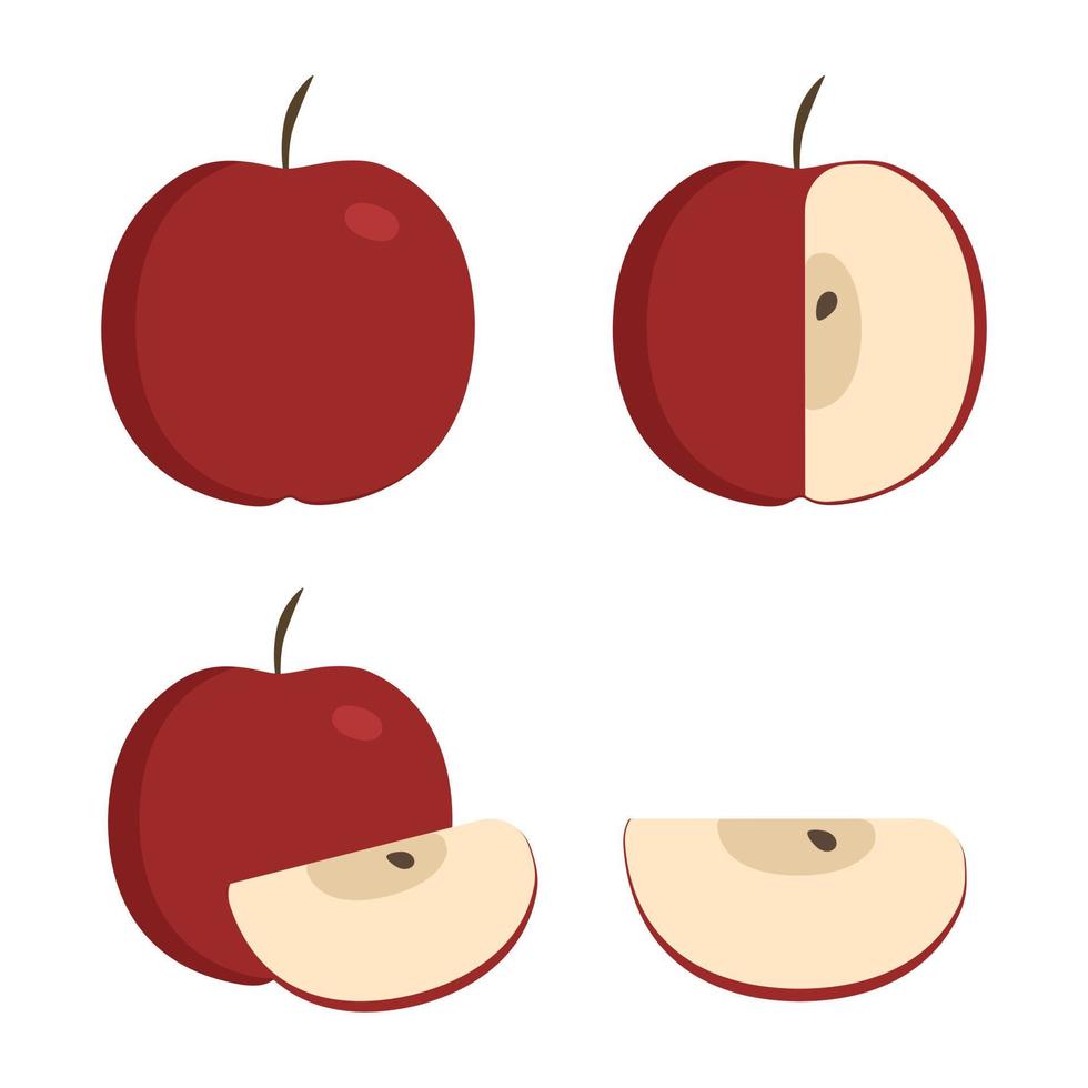Red apple icons set in flat design vector