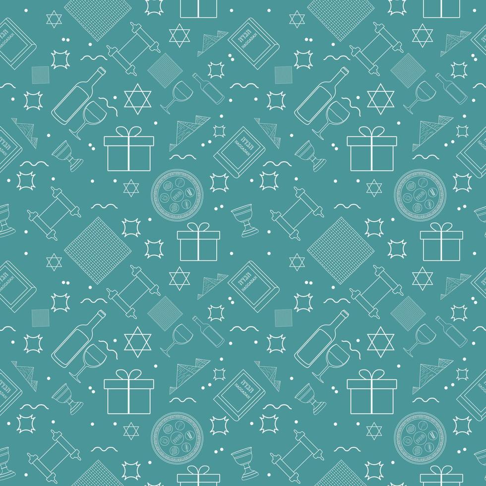 Passover holiday flat design white thin line icons seamless pattern vector