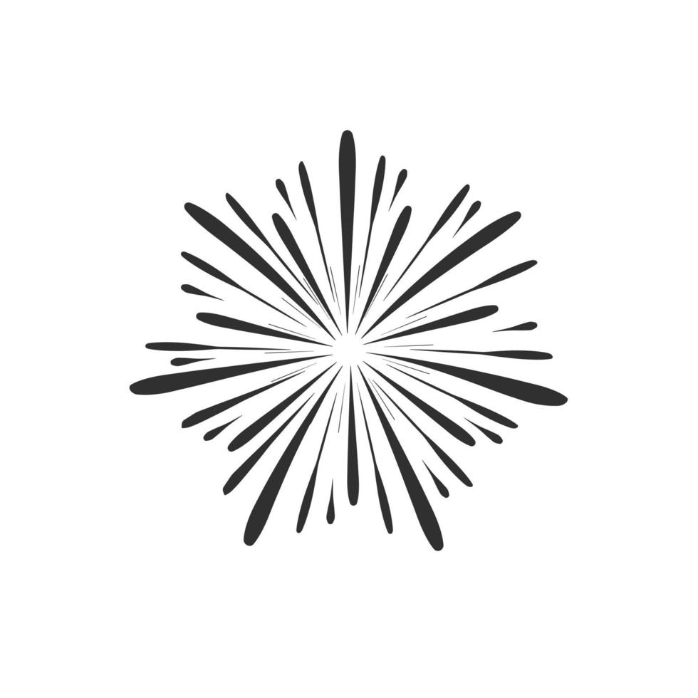 Fireworks display celebration icon in black flat outline design vector