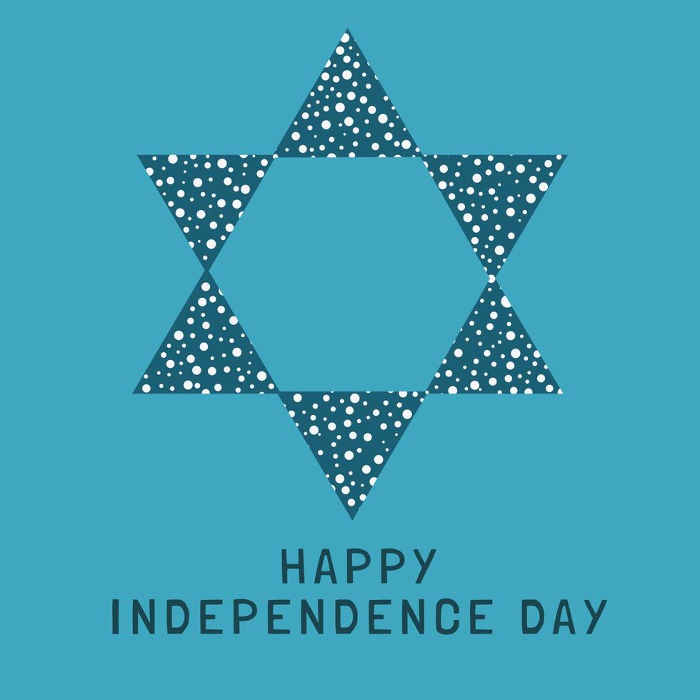 Israel Independence Day holiday flat design icon star of david shape with dots pattern with text in english vector