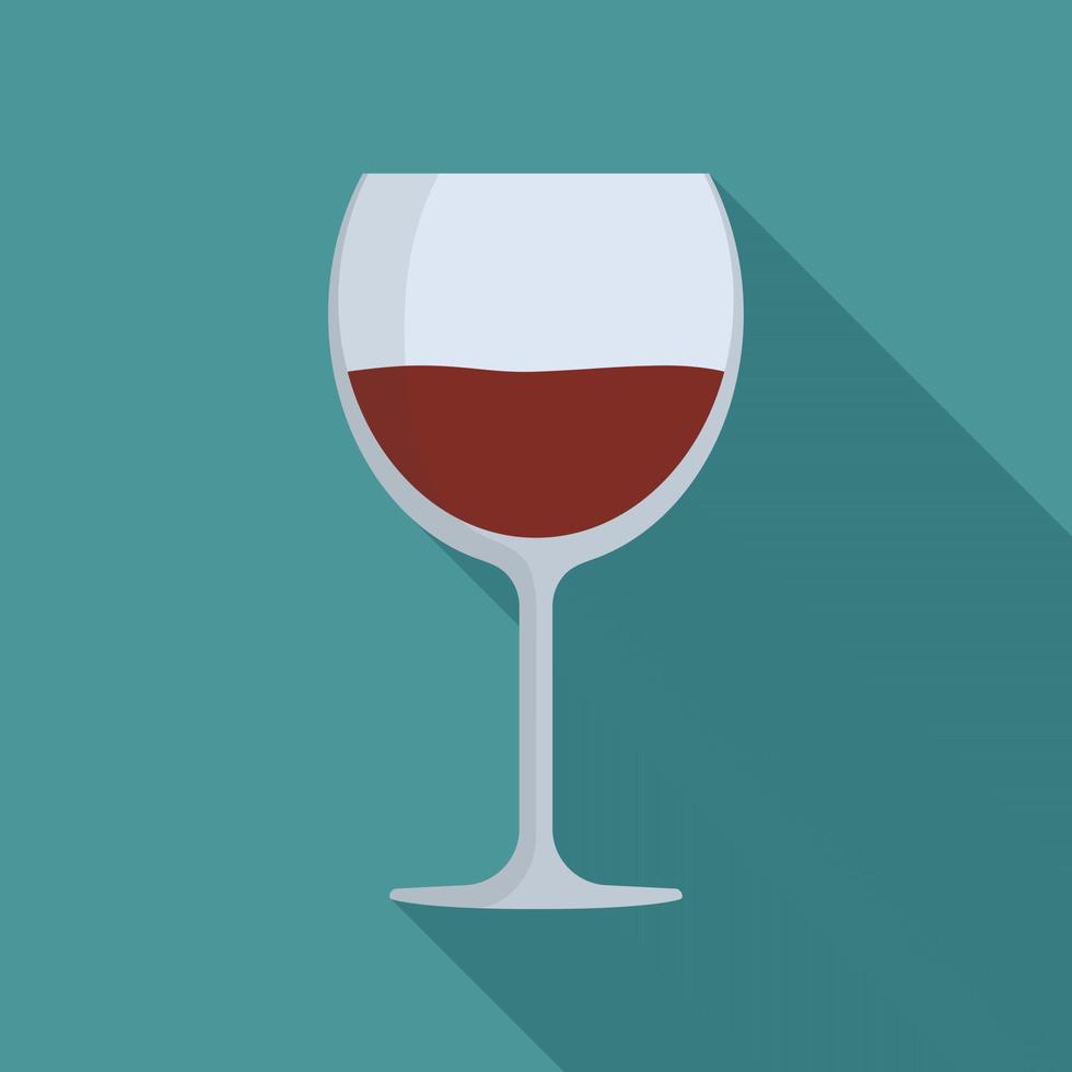 copa de vino plana larga sombra icono de diseño vector