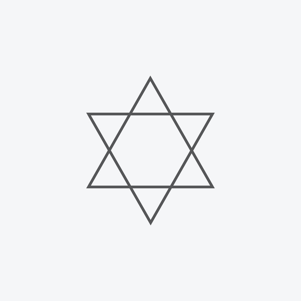 Star of david flat black outline design icon vector