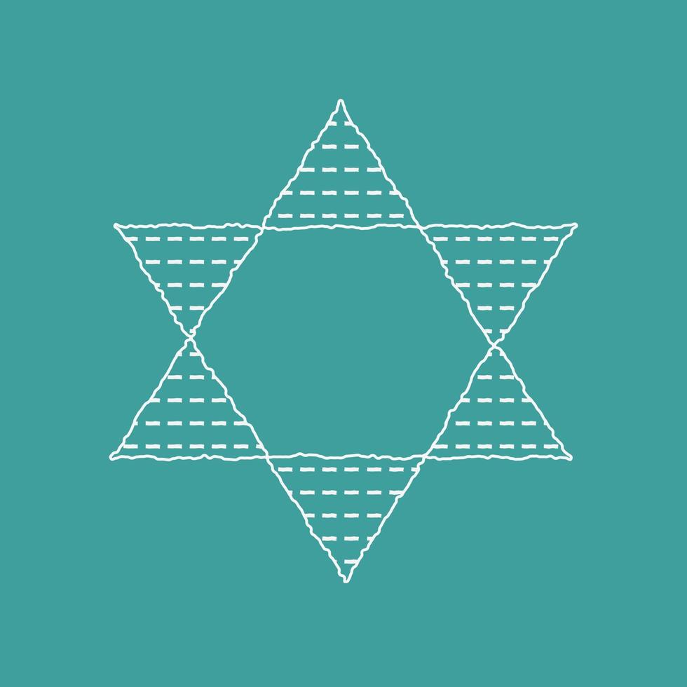 Passover holiday flat design white thin line icons of matzot in star of david shape vector