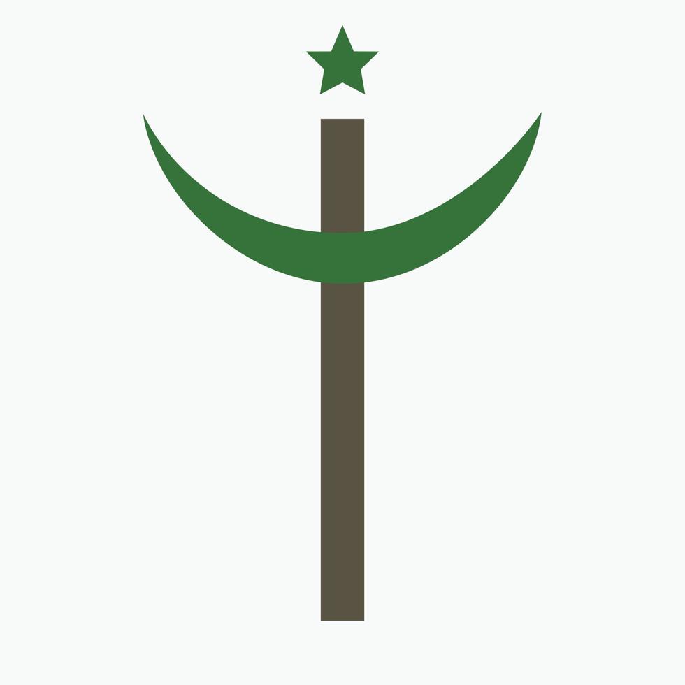 combinación de media luna con símbolos religiosos cruzados en el icono de diseño plano vector