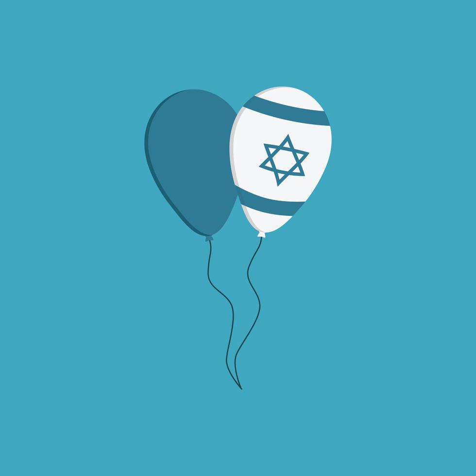 Icono de dos globos en diseño plano de sombra larga con bandera de concepto de vacaciones del día de la independencia de Israel vector