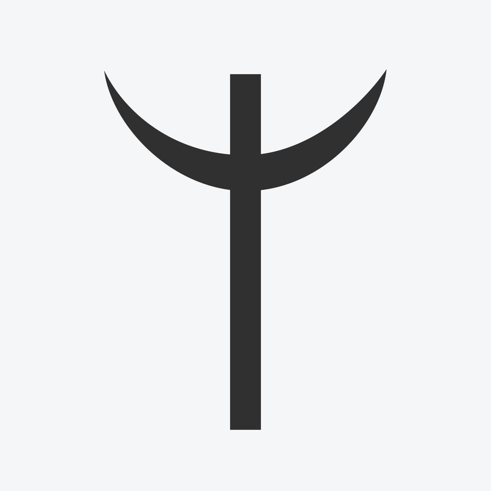 Combinación de media luna con símbolos religiosos cruzados en icono de diseño plano negro vector
