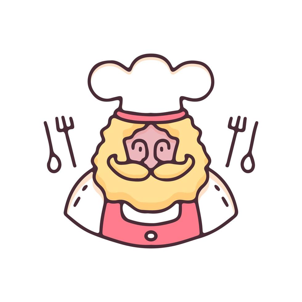 Chef with mustache and beard illustration. Vector graphics for t-shirt prints and other uses.