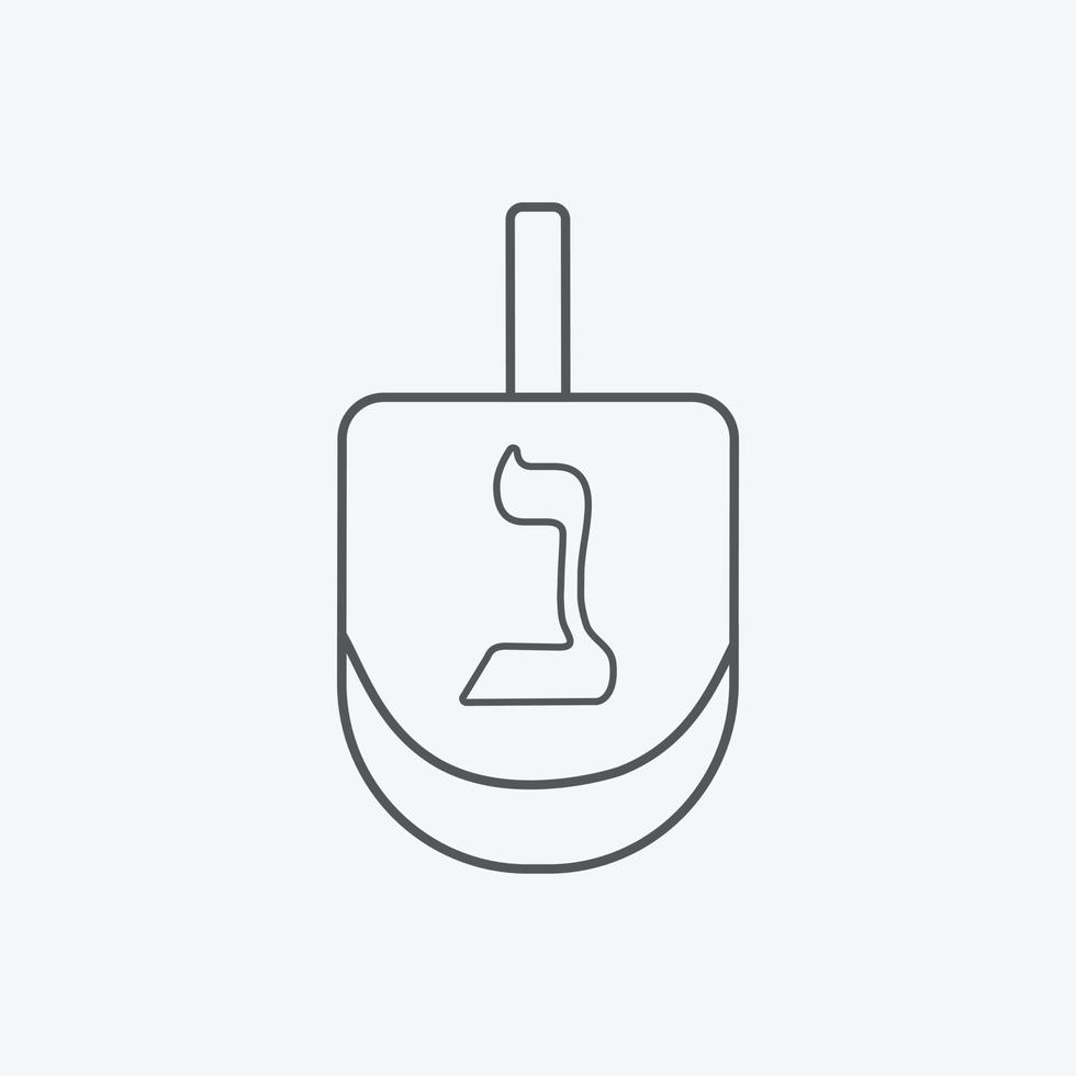 Hanukkah holiday dreidel flat black outline design icon vector