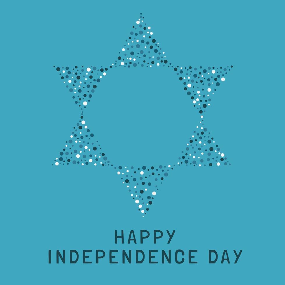 día de la independencia de israel vacaciones diseño plano patrón de puntos en forma de estrella de david con texto en inglés vector