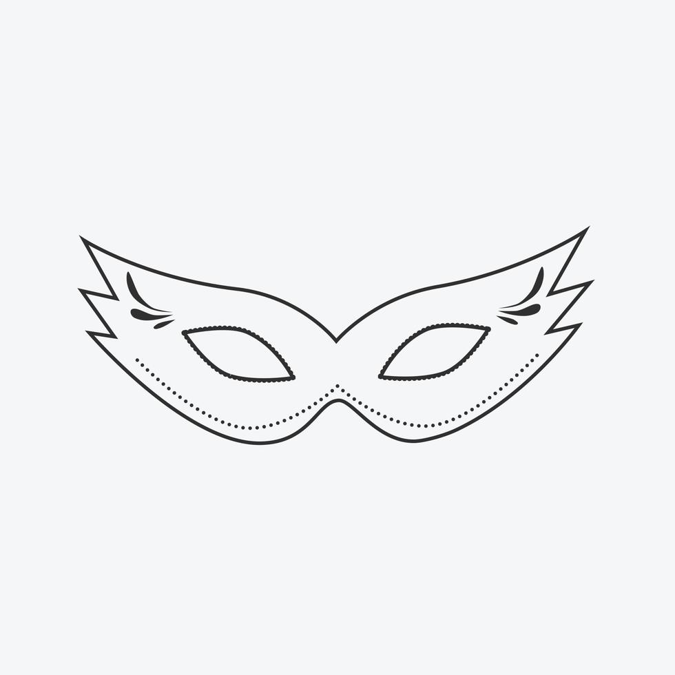 Carnival mask flat black outline design icon vector