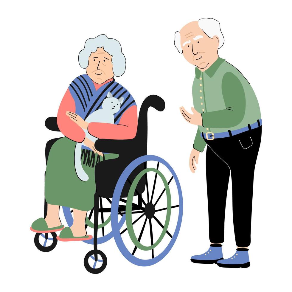 Ilustración de pareja de ancianos vector