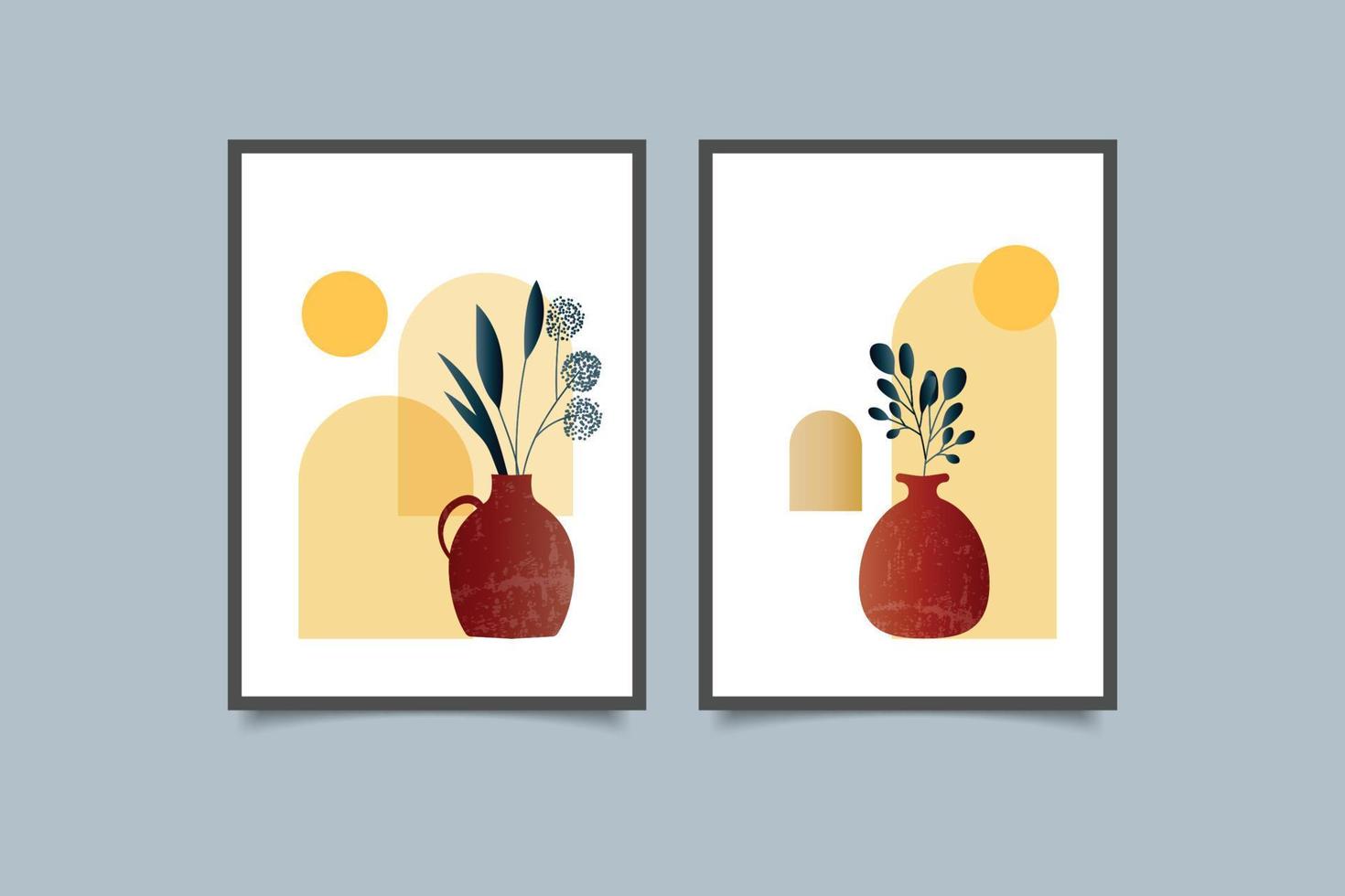 colección de arte de pared de hojas contemporáneas boho vector