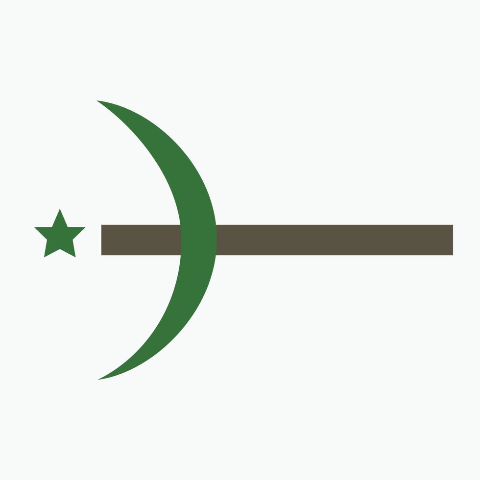 combinación de media luna con símbolos religiosos cruzados en el icono de diseño plano vector