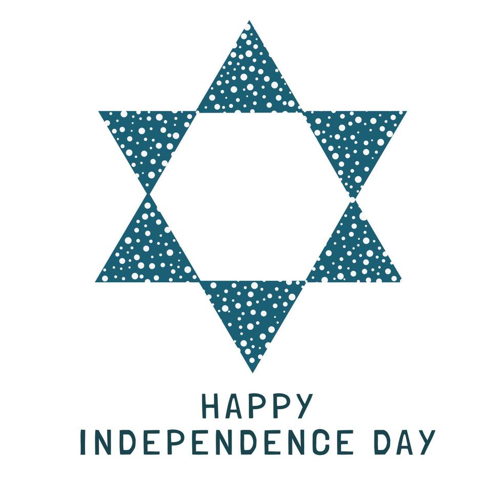 Israel Independence Day holiday flat design icon star of david shape with dots pattern with text in english vector