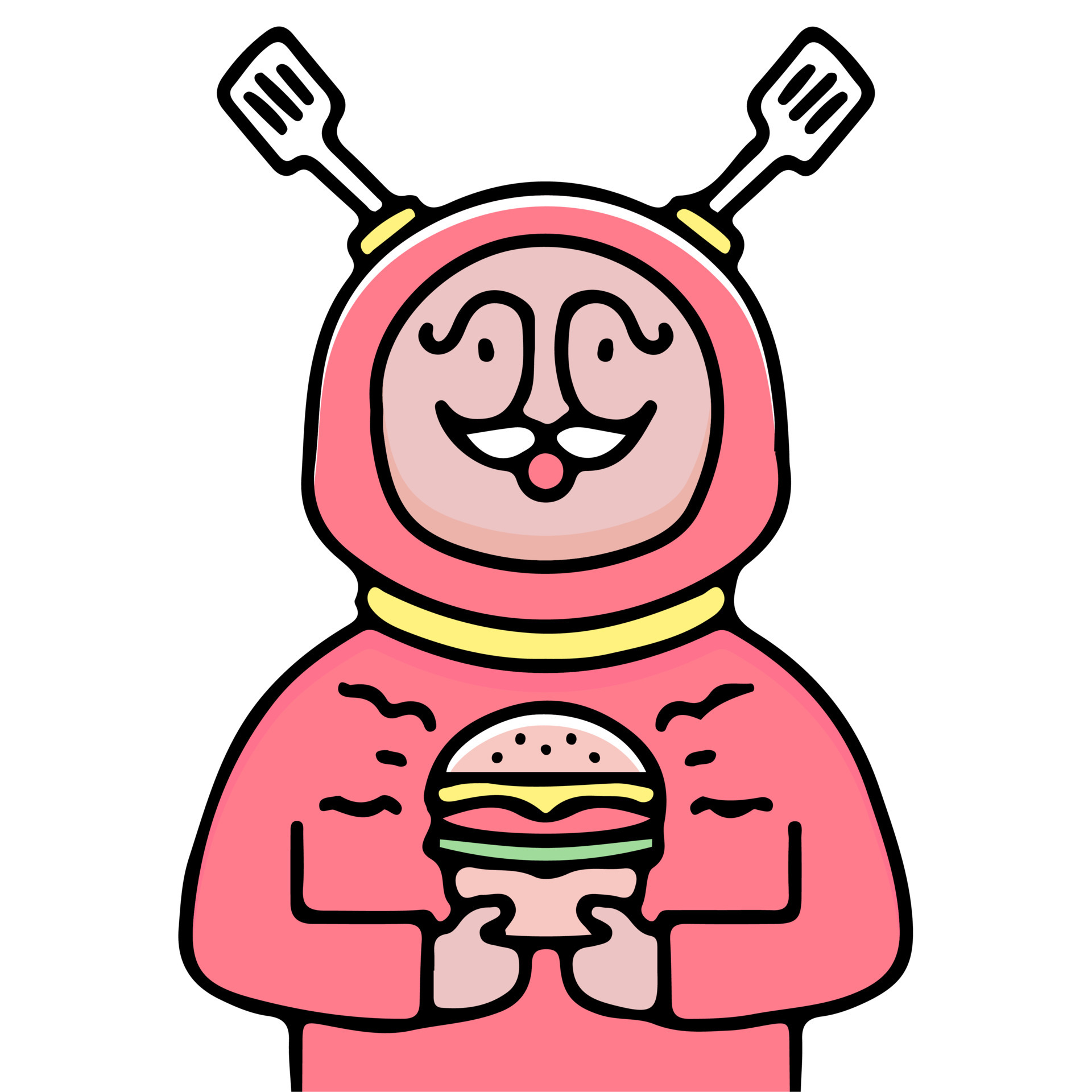 Premium Vector  Illustration of a cute spatula with a mustached face