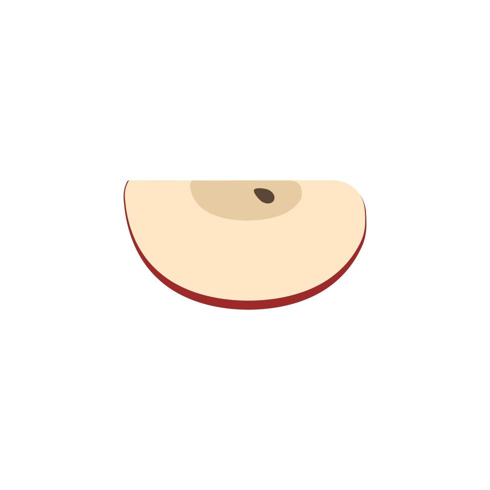 Red apple slice icon in flat design vector