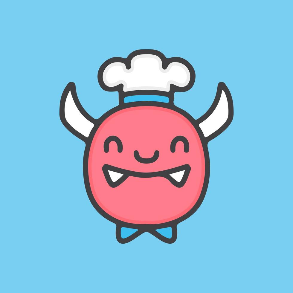 Cute chef red devil cartoon, illustration for stickers and t shirt. vector