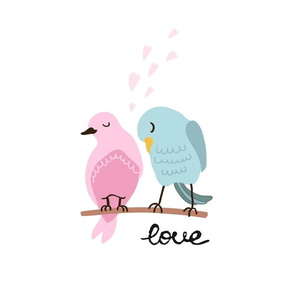 vector ilustración colorida de linda pareja de pájaros enamorados. Se puede  utilizar para estampados infantiles de