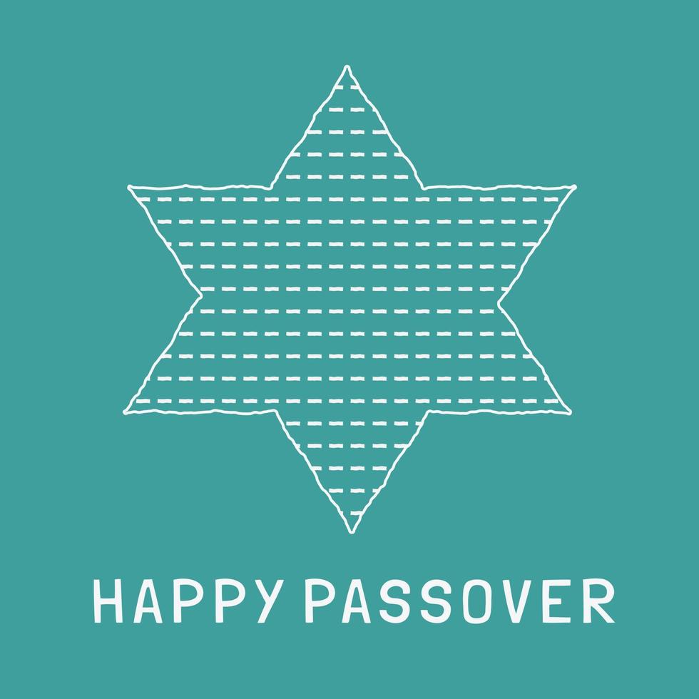 Passover holiday flat design white thin line icons of matzot in star of david shape with text in english vector