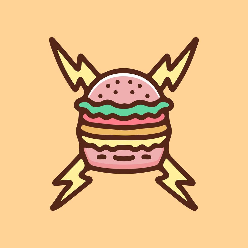 Ilustración de hamburguesa de trueno. gráficos vectoriales para estampados de camisetas y otros usos. vector