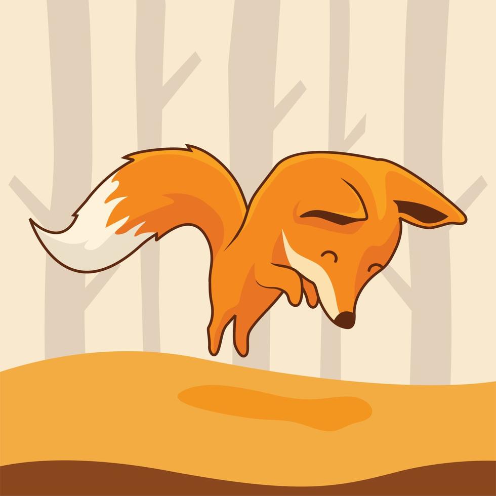 Fox Jumping Cartoon Illustrations vector