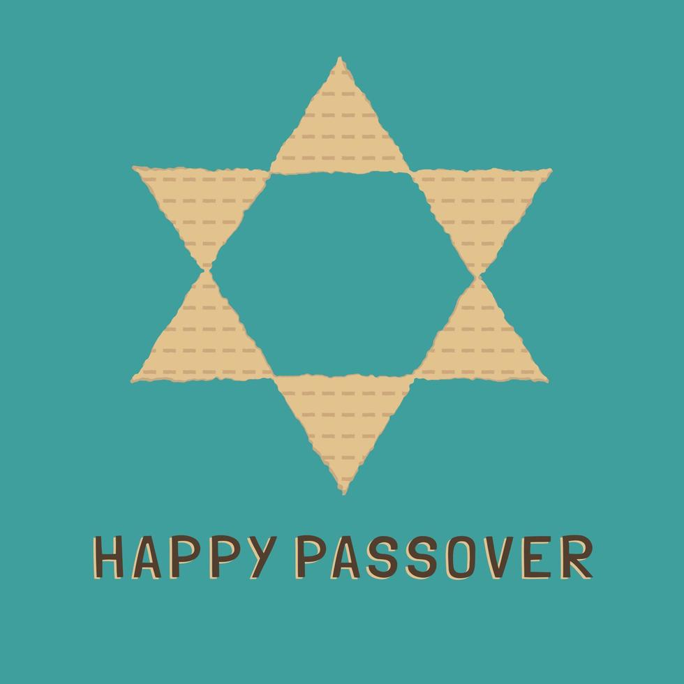 Passover holiday flat design icons of matzot in star of david shape with text in english vector