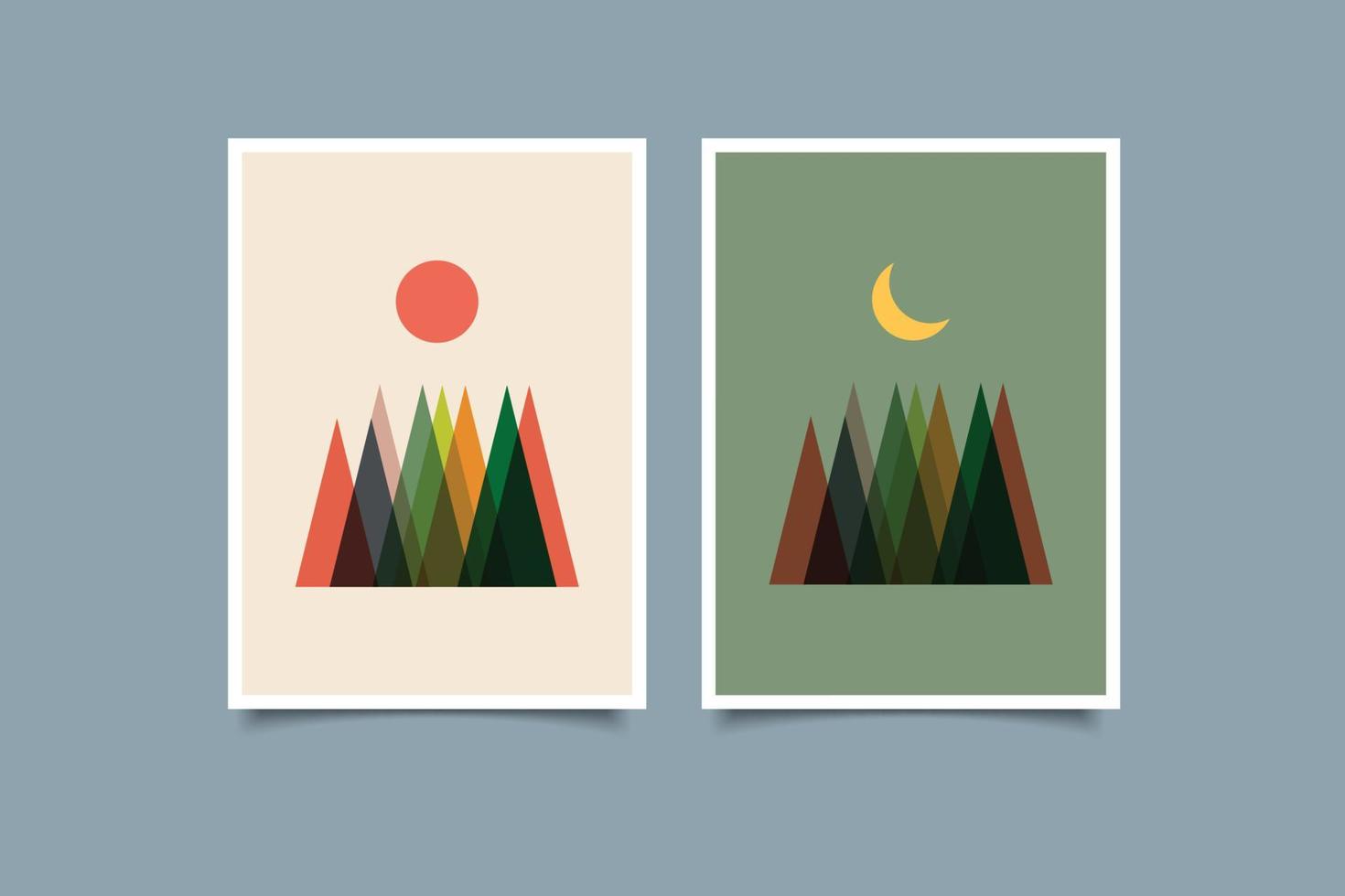 colección de arte de pared de paisaje contemporáneo boho vector