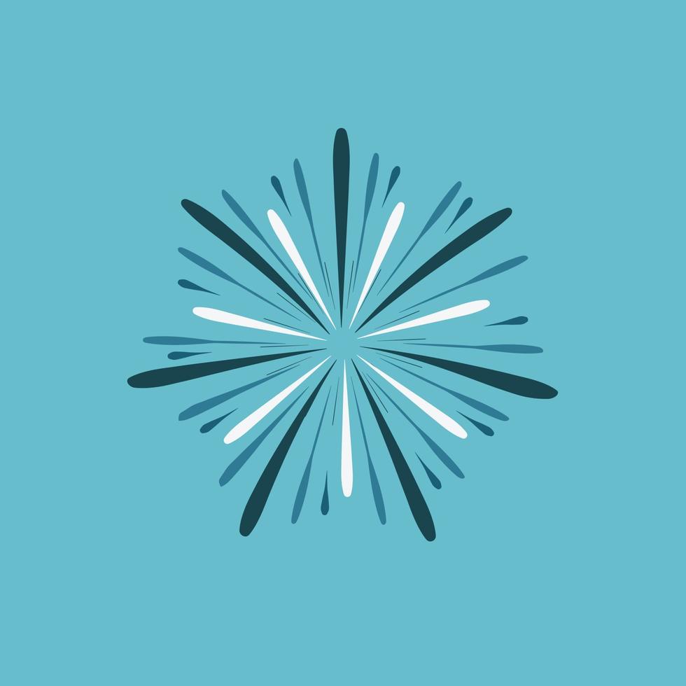 Fireworks display celebration icon in flat design  with blue background vector