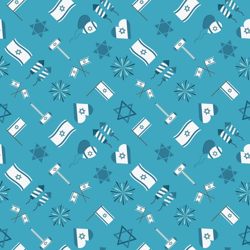 día de la independencia de israel vacaciones diseño plano iconos de patrones sin fisuras vector