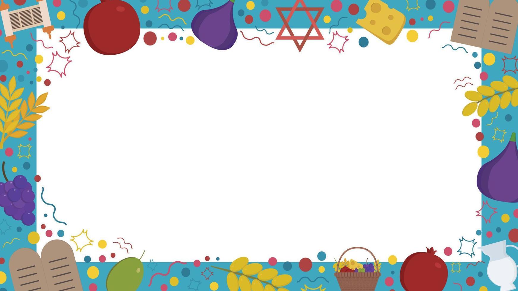 Frame with Shavuot holiday flat design icons vector