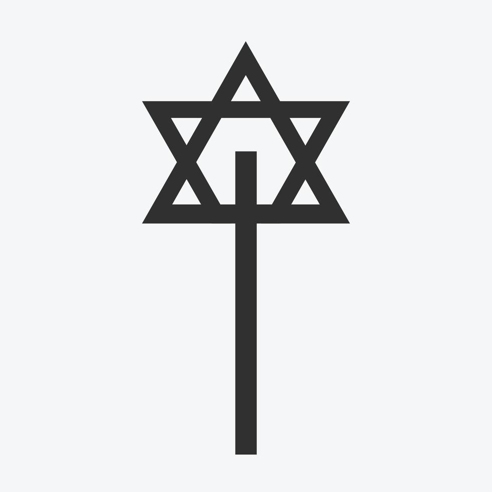 combinación de estrella de david con símbolos religiosos cruzados vector