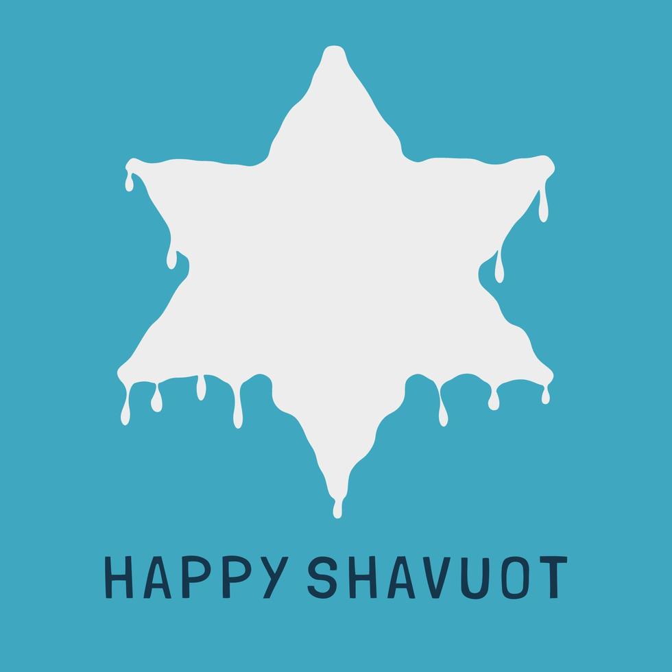 icono de diseño plano de vacaciones de Shavuot de leche goteando en forma de estrella de David con texto en inglés vector