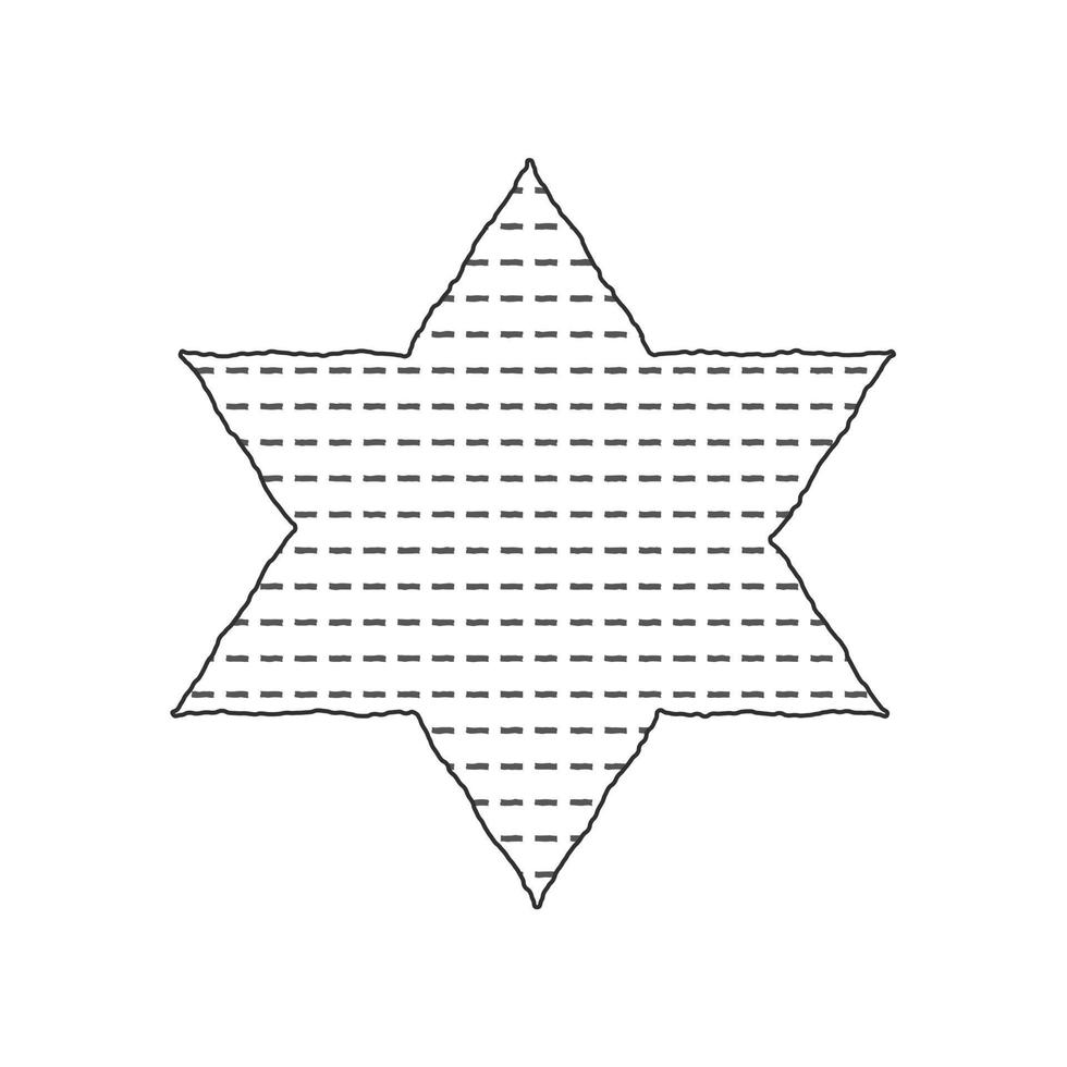 Passover holiday flat design black thin line icons of matzot in star of david shape vector