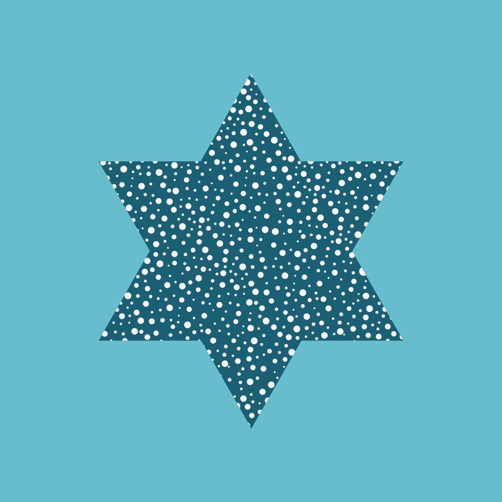 día de la independencia de israel vacaciones diseño plano azul icono estrella de david forma con patrón de puntos blancos con fondo azul vector