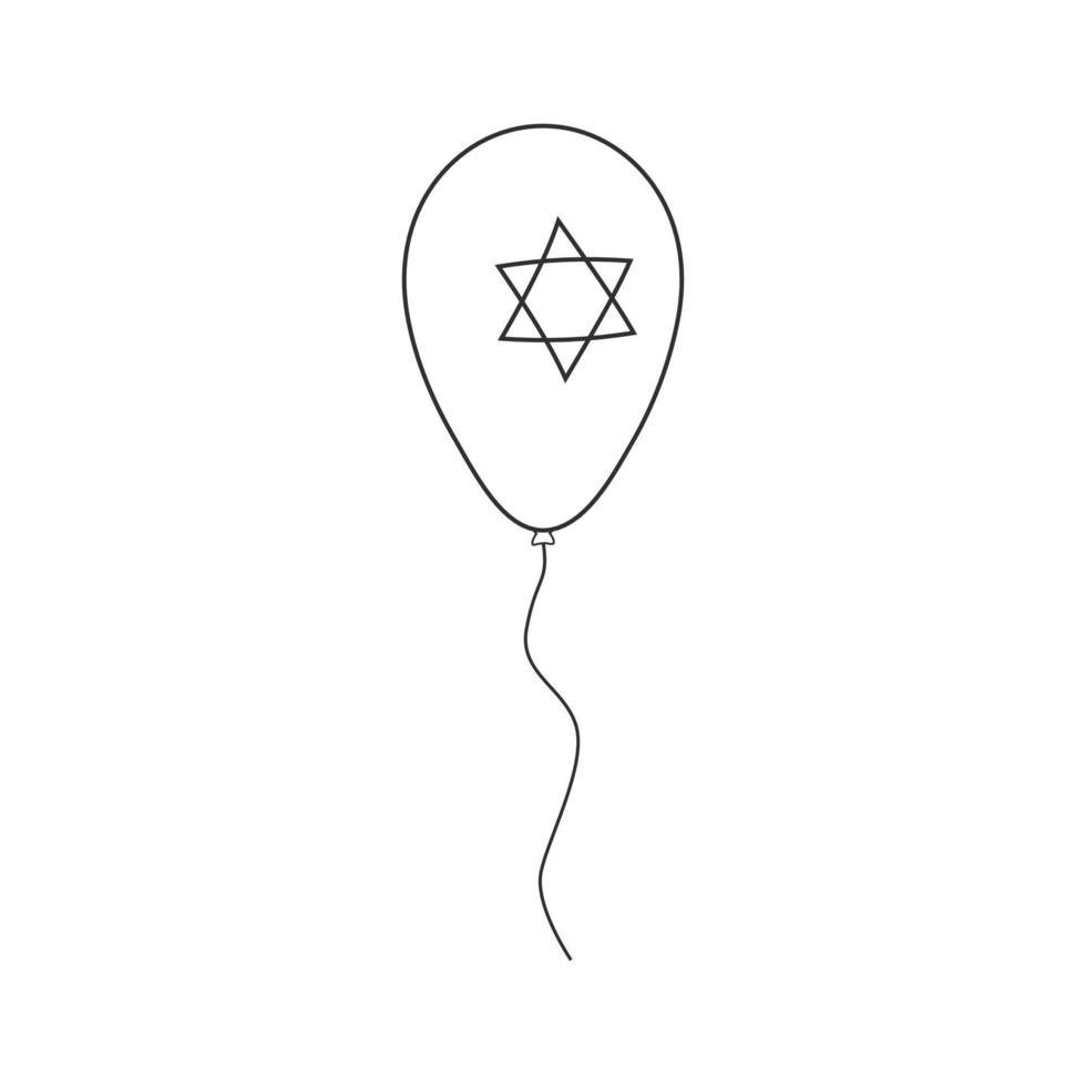 Balloon with star of david shape icon in black flat outline design vector