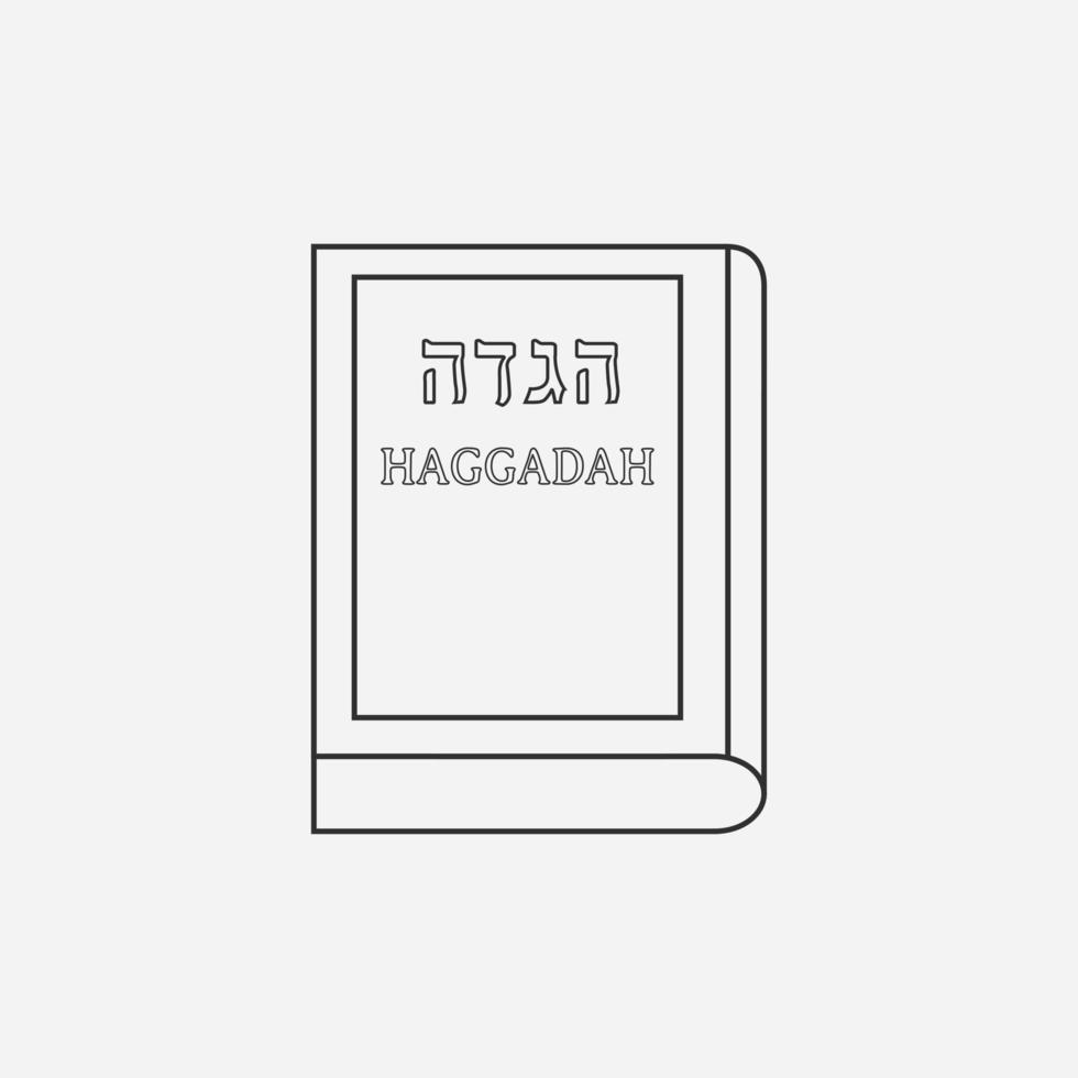 Passover holiday haggadah book flat black outline design icon vector