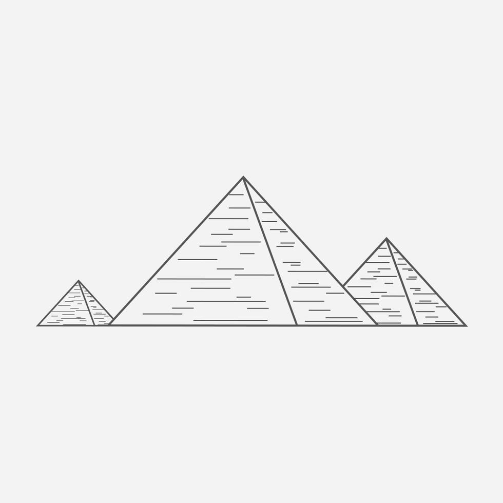 Pyramids flat black outline design icon vector