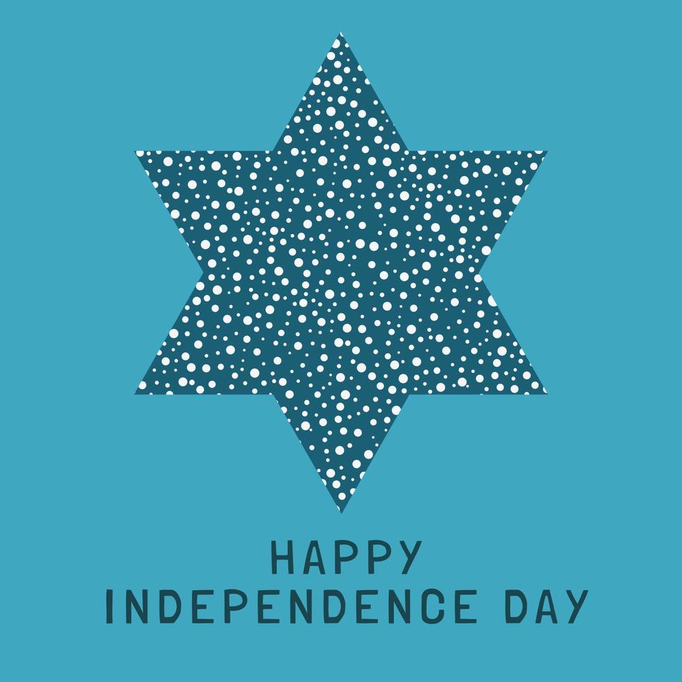 Israel Independence Day holiday flat design icon star of david shape with dots pattern with text in english vector