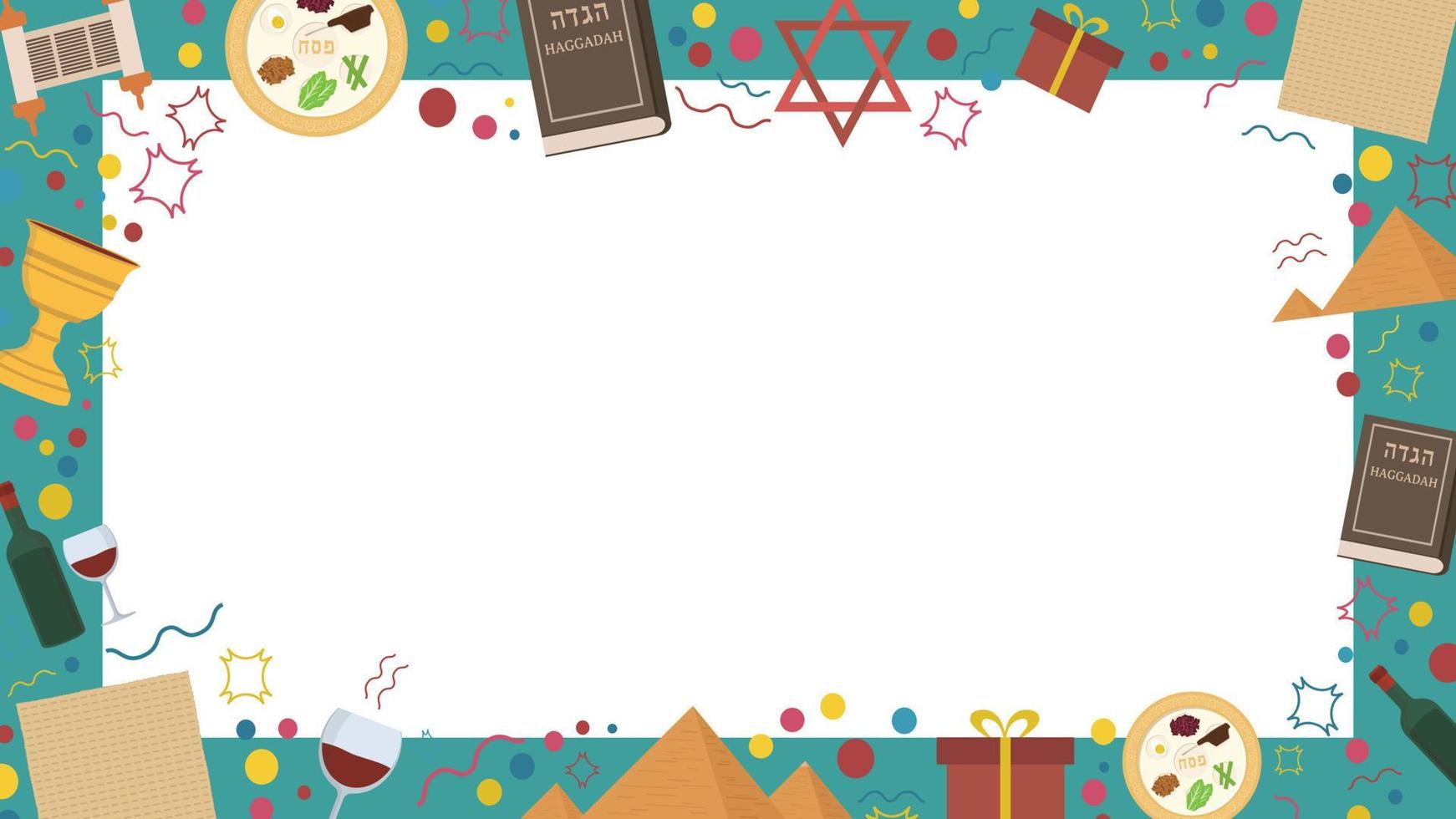 Frame with Passover holiday flat design icons vector