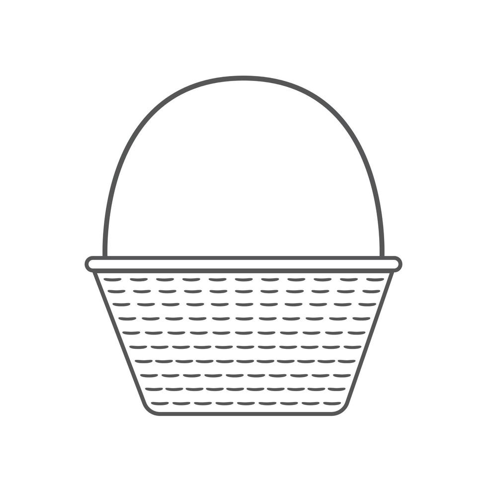 Wicker basket icon in black flat outline design vector