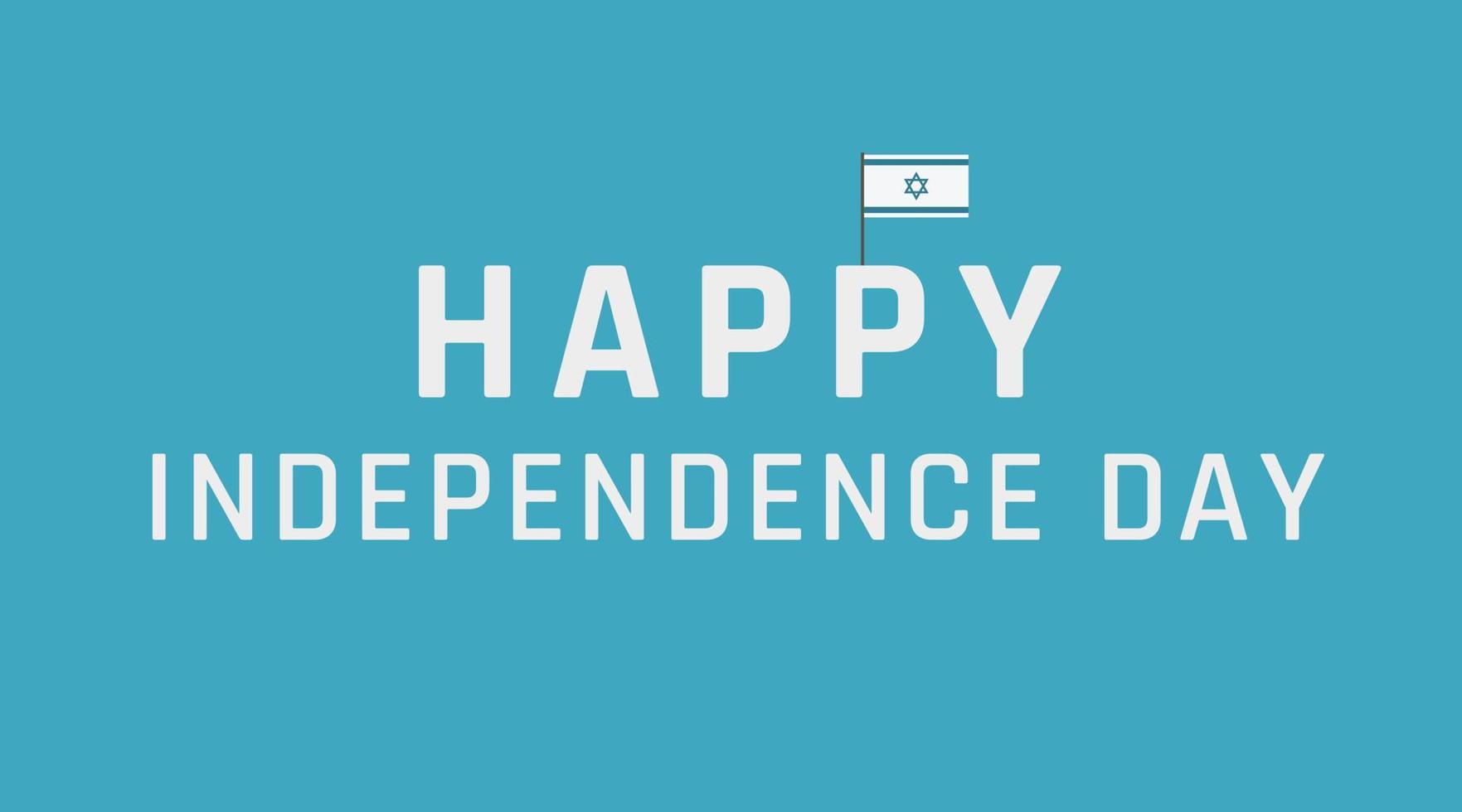 tarjeta de felicitación navideña del día de la independencia de israel con el icono de la bandera de israel y texto en inglés vector