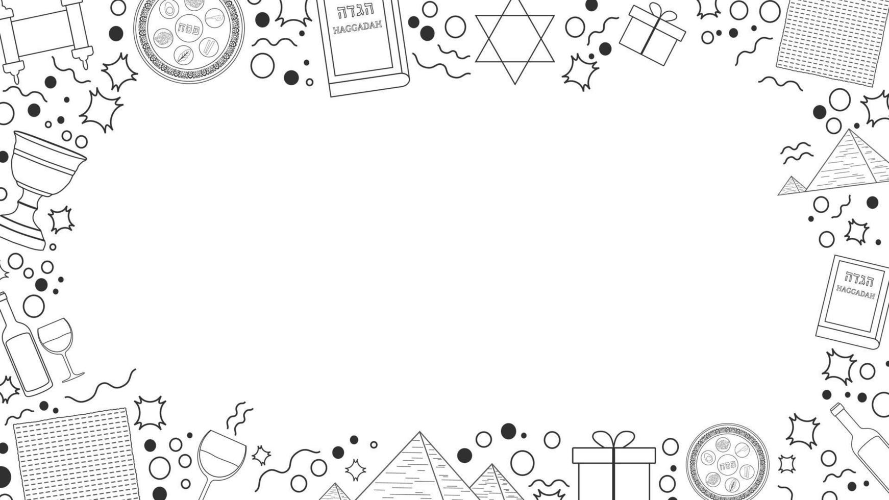 Frame with Passover holiday flat design black thin line icons vector