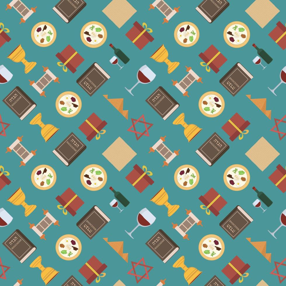 Passover holiday flat design icons seamless pattern vector