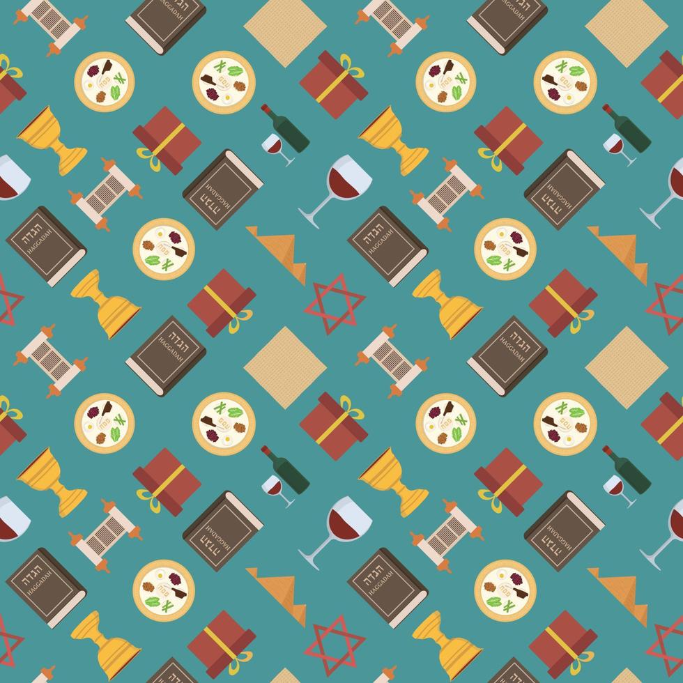 Passover holiday flat design icons seamless pattern vector