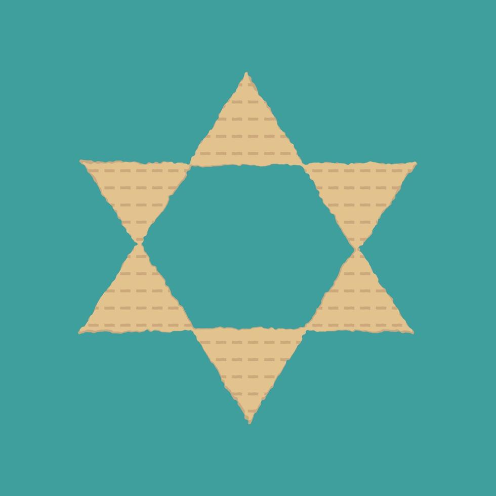 Passover holiday flat design icons of matzot in star of david shape vector