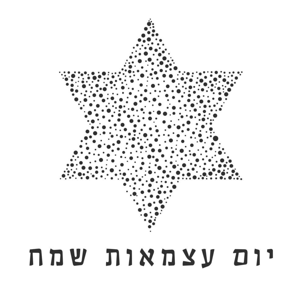 día de la independencia de israel, diseño plano, negro, línea fina, iconos, de, matzot, en, estrella de david, forma, con, texto, en, hebreo vector