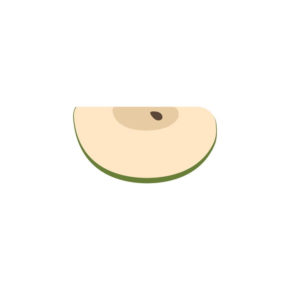 Green apple slice icon in flat design vector