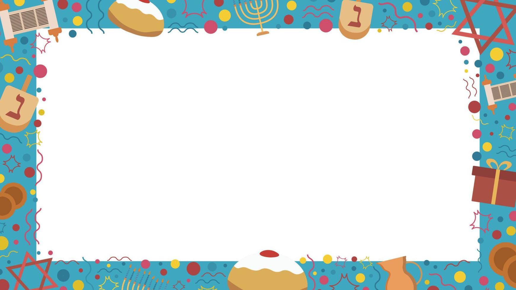 Frame with Hanukkah holiday flat design icons vector