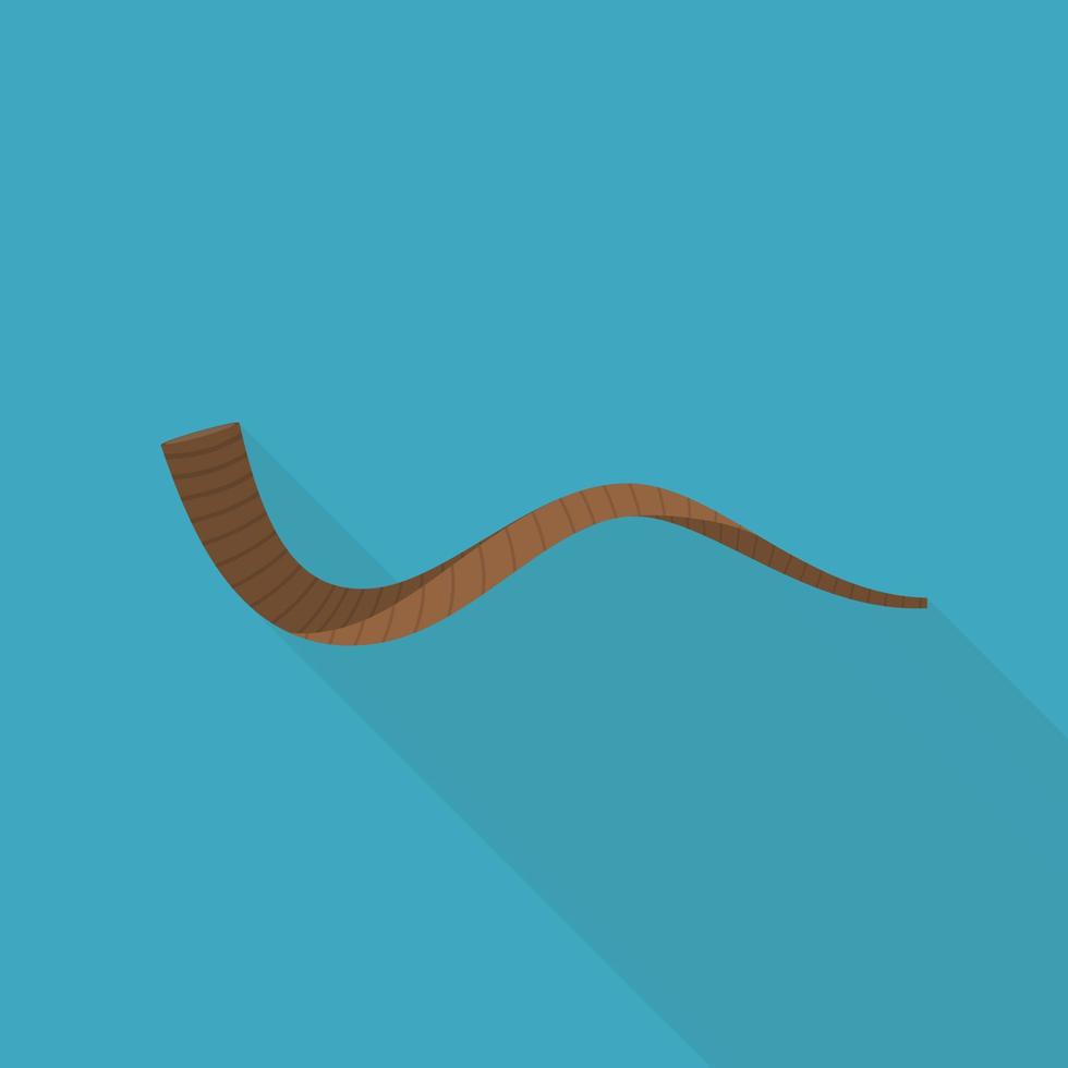 icono de shofar en diseño plano de sombra larga vector