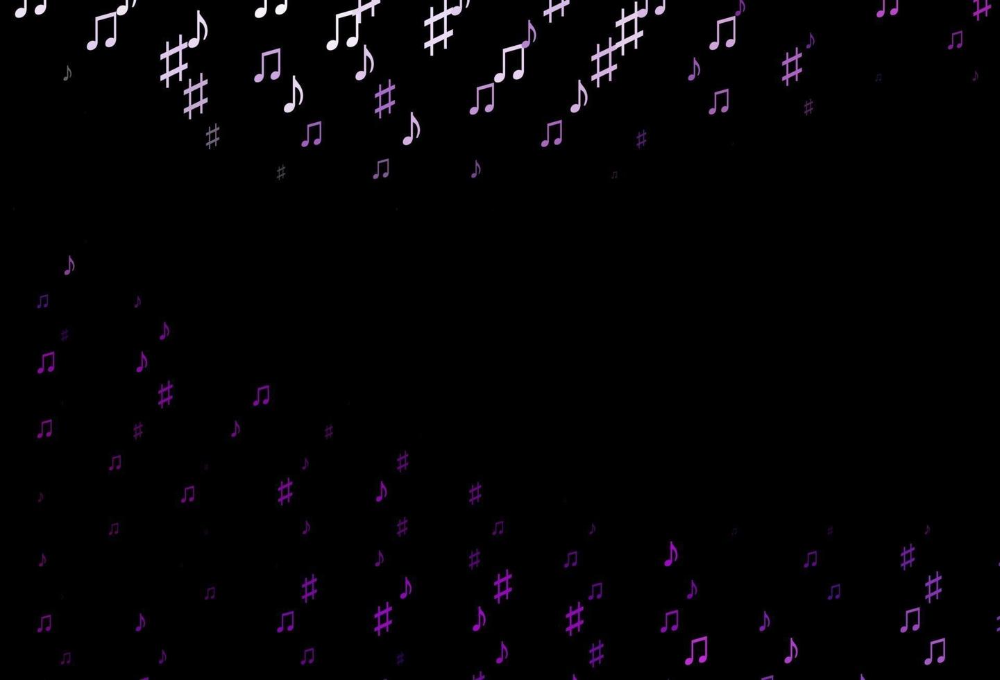 Dark Purple vector background with music symbols.